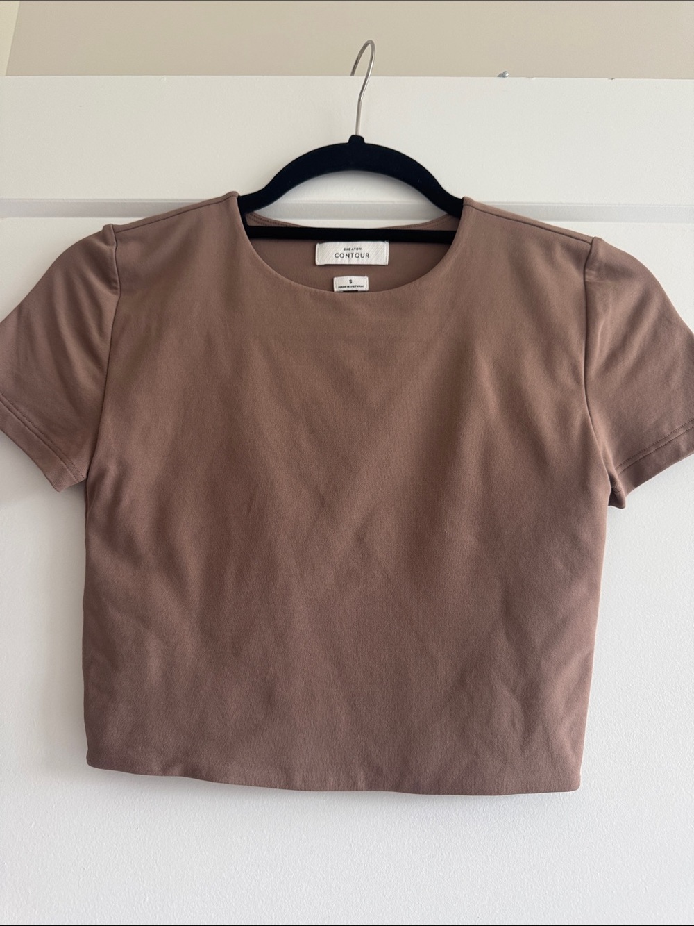Aritzia Taupe Short Sleeve Crop Top